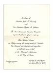 Texas Welcome Dinner Invitation to the Event Honoring President John F. Kennedy the Night of His Assassination